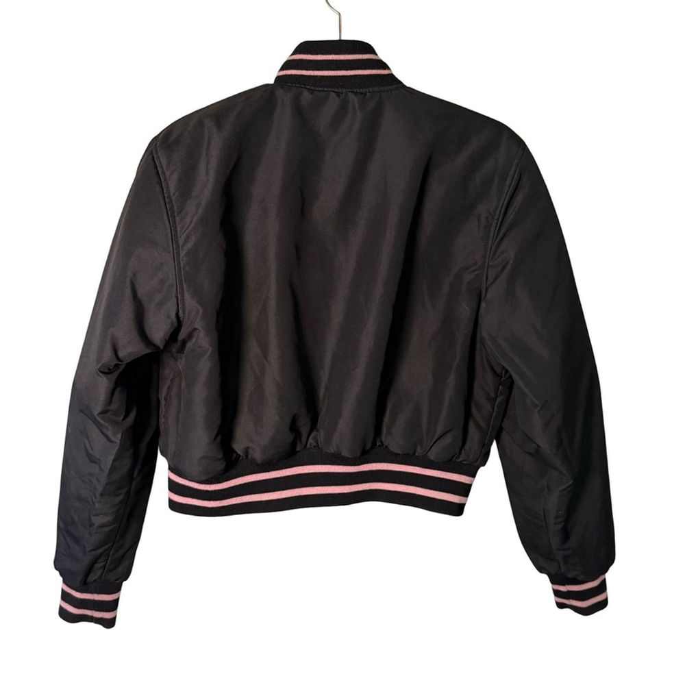 PLAYBOY Vintage Y2K Reversible Black and Pink Leather Letterman’s Jacket Size M - Picture 6 of 16